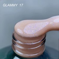 Rubber Base Everin Soo Glammy 17 – Bază rubber Nude Caramel cu Sclipici Holografic Fin, HEMA &amp; TPO Free, 12ml - 1