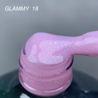 Rubber Base Everin Soo Glammy 18 – Bază Cauciucată Roz-Lila cu Sclipici Holografic Fin, HEMA &amp; TPO Free, 12ml - 1