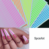 Set 5 Stickere Benzi Neon – Benzi Colorate pentru Design Unghii - 1