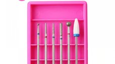 Set 6 Capete de Freză Pink R02 – Diamant & Ceramic | Pentru Cuticule, Îndepărtare Gel & Pedichiură