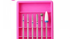 Set 6 Capete de Freză Pink R02 – Diamant & Ceramic | Pentru Cuticule, Îndepărtare Gel & Pedichiură