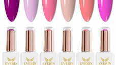Set 6 Oje Semipermanente Everin Royal SR1 - Nuanțe Roz, Nude și Coral