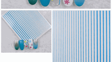 Sticker Decor Unghii Benzi Albastru Neon – Bandă Subțire pentru Design Unghii