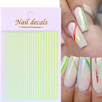 Sticker Decor Unghii Linii Galben Neon – Accente Fluorescente | EVERIN - 1