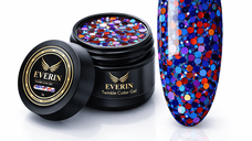 Twinkle Color Gel EVERIN 5ml – 04 | Gel Color Albastru Holografic cu Sclipici Multicolor pentru Manichiură Profesională