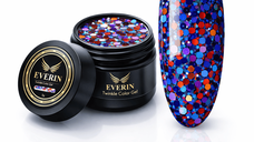 Twinkle Color Gel EVERIN 5ml – 04 | Gel Color Albastru Holografic cu Sclipici Multicolor pentru Manichiură Profesională
