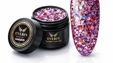 Twinkle Color Gel EVERIN 5ml – 05 | Gel Color Roz-Lila Holografic cu Sclipici Multicolor pentru Manichiură Profesională