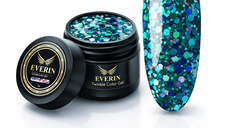 Twinkle Color Gel EVERIN 5ml – 06 | Gel Color Verde-Albastru Holografic cu Sclipici Multicolor pentru Manichiură Profesională