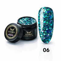 Twinkle Color Gel EVERIN 5ml – 06 | Gel Color Verde-Albastru Holografic cu Sclipici Multicolor pentru Manichiură Profesională - 1