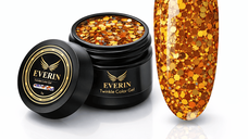 Twinkle Color Gel EVERIN 5ml – 07 | Gel Color Auriu Holografic cu Sclipici Multicolor pentru Manichiură Profesională