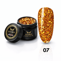 Twinkle Color Gel EVERIN 5ml – 07 | Gel Color Auriu Holografic cu Sclipici Multicolor pentru Manichiură Profesională - 1