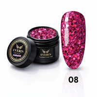 Twinkle Color Gel EVERIN 5ml – 08 | Gel Color Roz Intens cu Sclipici Holografic pentru Manichiură Profesională - 1