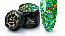 Twinkle Color Gel EVERIN 5ml – 09 | Gel Color Verde Smarald cu Sclipici Holografic Multicolor pentru Manichiură Profesională