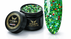 Twinkle Color Gel EVERIN 5ml – 09 | Gel Color Verde Smarald cu Sclipici Holografic Multicolor pentru Manichiură Profesională