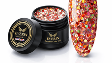 Twinkle Color Gel EVERIN 5ml – 12 | Gel Color Roșu-Cupru cu Sclipici Holografic Multicolor pentru Manichiură Profesională