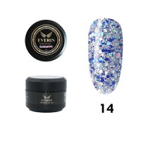 Twinkle Color Gel EVERIN 5ml – 14 | Gel Color Albastru-Argintiu cu Sclipici Holografic pentru Manichiură Profesională - 1