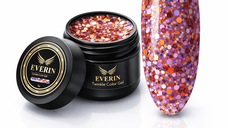 Twinkle Color Gel EVERIN 5ml – 18 | Gel Color Violet-Roșiatic cu Sclipici Holografic pentru Manichiură Profesională