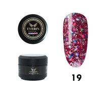 Twinkle Color Gel EVERIN 5ml – 19 | Gel Color Roz Intens cu Sclipici Holografic Multicolor pentru Manichiură Profesională - 1