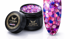 Twinkle Color Gel EVERIN 5ml – 20 | Gel Color Fuchsia Holografic cu Sclipici Irizat pentru Manichiură Profesională