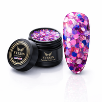 Twinkle Color Gel EVERIN 5ml – 20 | Gel Color Fuchsia Holografic cu Sclipici Irizat pentru Manichiură Profesională - 1