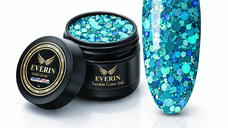 Twinkle Color Gel EVERIN 5ml – 22 | Gel Color Albastru-Turcoaz cu Sclipici Holografic pentru Manichiură Profesională