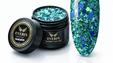 Twinkle Color Gel EVERIN 5ml – 23 | Gel Color Verde-Albastru cu Sclipici Holografic pentru Manichiură Profesională