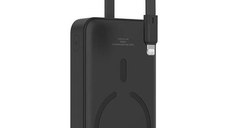 Baterie Externa Wireless Baseus Magnetic Mini P10022109113, 10000mAh, 20W, PD + FQI, 1 x Lightning - 1 x QI - 1 x USB-C (Negru)