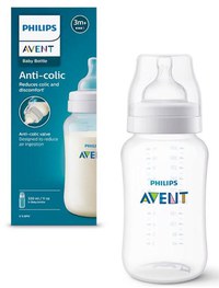 Biberon Philips Avent SCY106/01, Dispozitiv  anti-colici, 330 ml, +3 luni, Fara BPA (Alb/Transparent) - 1