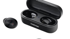 Casti True Wireless Canyon CNE-CBTHS1B, Bluetooth, Rezistent la apa, Microfon (Negru)