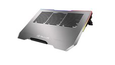 Cooler pentru laptop Tellur Shade, 17.3 inch, 3 ventilatoare, iluminare RGB, USB si USB-C, constructie din aluminiu (Gri)