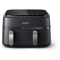 Friteuza dubla fara ulei Philips Airfryer Seria 3000 NA351/00, 2750 W, tehnologia Rapid Air, 2 recipiente de 2 dimensiuni, afisaj digital, 8 presetari, capacitate 9 litri, cronometru, compatibila cu HomeID (Negru) - 1