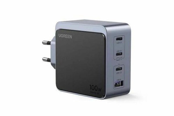 Incarcator retea Ugreen Nexode Air 100W, GaN Fast Charging, 3x USB-C, 1x USB-A, Negru/Gri