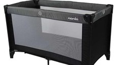 Patut de voiaj cu 2 nivele Nania Soda, pliabil, 120 cm x 60 cm x 76 cm (Negru/Gri)