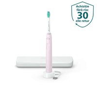 Periuta de dinti sonica electrica Philips Sonicare Seria 3100 HX3673/11, 31000 miscari/minut, 1 mod de curatare, senzor presiune, functia BrushSync, 1 cap de periere, toc de transport, Roz pastel - 1