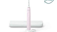 Periuta de dinti sonica electrica Philips Sonicare Seria 3100 HX3673/11, 31000 miscari/minut, 1 mod de curatare, senzor presiune, functia BrushSync, 1 cap de periere, toc de transport, Roz pastel