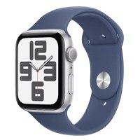 Smartwatch Apple Watch SE (2024), GPS, Carcasa Silver Aluminium 44mm, ecran LTPO OLED, 32GB, curea silicon Denim Sport Band - M/L (Argintiu/Albastru) - 1