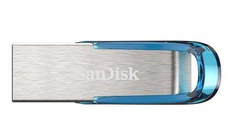 Stick USB SanDisk Cruzer Ultra Flair, 128GB, USB 3.0 (Argintiu/Albastru)
