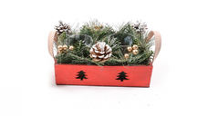 Aranjament Craciun cu 2 suporturi pentru candela, rosu, 18x13x10 cm