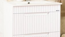 Baza front MDF cu Lavoar seria 033, 70 cm, alb rustic, cu sertare incluse