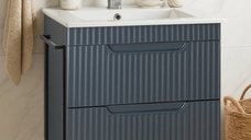 Baza front MDF cu Lavoar seria 033, cadru metalic, 60 cm, antracit