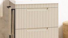 Baza Front MDF cu Lavoar Seria 733, Cadru Metalic, Sertare, 60 cm, Crem