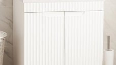 Baza front MDF cu Lavoar seria 833, 60 cm, Alb Rustic