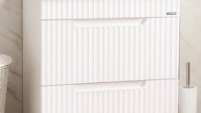 Baza front MDF si Lavoar 033, 60 cm, alb rustic, cu sertare