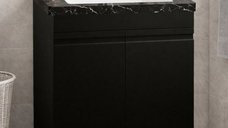 Baza Front MDF si Lavoar Seria 886, 60 cm, Negru, Montata