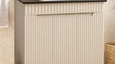 Baza frontala MDF cu Lavoar seria 633, 80 cm, crem, montata