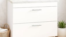 Baza si Lavoar 867, 80 cm, Alb cu Sertare