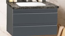 Baza suspendata din MDF cu lavoar seria 886, 80 cm, antracit, cu sertare