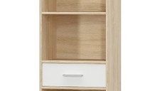Biblioteca deschisa TIPS, 1 sertar, stejar sonoma + alb, 50,2x34,3x195,5 cm