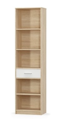 Biblioteca deschisa TIPS, 1 sertar, stejar sonoma + alb, 50,2x34,3x195,5 cm - 1