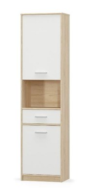 Biblioteca TIPS, 2 usi, 1 sertar, stejar sonoma + alb, 50,2x34,3x195,5 cm - 1